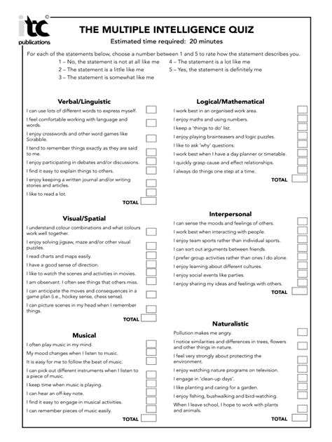 howard gardner's multiple intelligences quiz.